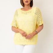 Serafina Collection One Size Relaxed Knitted Poncho, Yellow