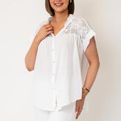 Serafina Collection One Size Mesh Detail Blouse, White
