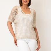 Serafina Collection One Size Knitted Pullover, Beige