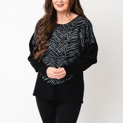 Serafina Collection One Size Zebra Rhinestone Knit Jumper, Grey &amp; Black