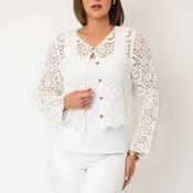 Serafina Collection One Size Crochet Cardigan, White