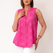 Serafina Collection One Size Cotton with Floral Stitch Blouse, Pink image