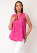 Serafina Collection One Size Cotton with Floral Stitch Blouse, Pink image