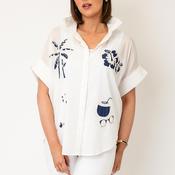 Serafina Collection One Size Embroidered Detail Shirt, White image