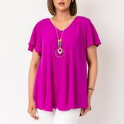 Serafina Collection One Size V-neck Textured with Necklace Blouse, Purple