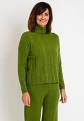 Serafina Collection Cable Knit Jumper, Green image