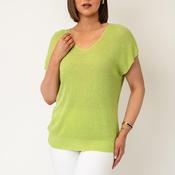 Serafina Collection One Size Relaxed Knitted Top, Lime Green image