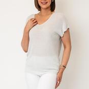 Serafina Collection One Size Relaxed Knitted Top, Silver image