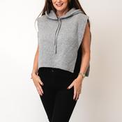 Serafina Collection One Size Hooded Knit Vest, Grey