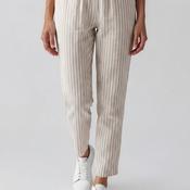 Serafina Collection Striped Linen Blend Belted Trousers, Beige image