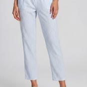 Serafina Collection Striped Linen Blend Belted Trousers, Blue image