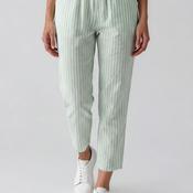 Serafina Collection Striped Linen Blend Belted Trousers, Mint Green image