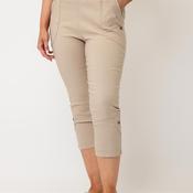 Serafina Elasticated Slim Leg Capri Trousers, Beige