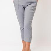 Serafina Elasticated Slim Leg Capri Trousers, Grey