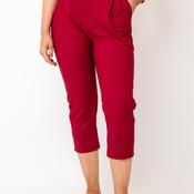 Serafina Elasticated Slim Leg Capri Trousers, Red image