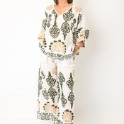 Serafina Collection One Size Vintage Print Co-Ord, White Multi