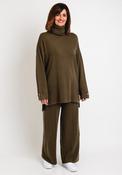 Serafina Collection Knit Sweater &amp; Wide Leg Trouser Set, Green image