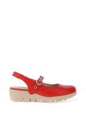 Wonders Sauvag Smooth Leather Slip On Wedge Shoes, Red image