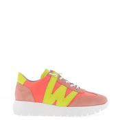 Wonders Racer Colour Block Wedge Trainers, Pink and Lime Green