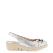 Wonders Gale Leather Metallic Slingback Wedges, Silver