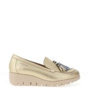 Wonders Leather Tassel Wedged Loafers, Gold image
