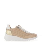 Wonders Wild V Perforated Leather Wedged Trainers, Beige image