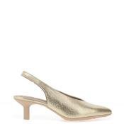 Wonders Leopard Printed Leather Kitten Heel Shoes, Gold image