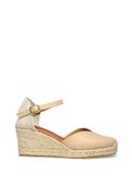 Wonders Woven Leather Wedges Espadrille Sandals, Beige image