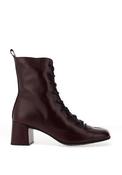 Wonders Talis Leather Lace Up Black Heel Boots, Wine image