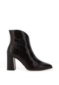 Wonders Misuri Distressed Glossy Croc Printed Heeled Boots, Dark Brown image