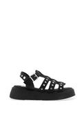 Xti Womens Faux Leather Caged Stud Platform Sandals, Black image