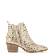 Xti Womens Faux Leather Perforated Heeled Boots, Gold image