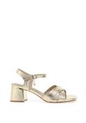Xti Womens Metallic Criss Cross Heeled Sandals, Gold image