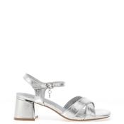 Xti Womens Metallic Criss Cross Heeled Sandals, Silver