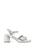 Xti Womens Metallic Criss Cross Heeled Sandals, Silver image