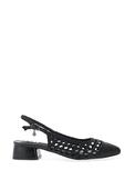 Xti Womens Woven Net Sling Back Low Heel Shoes, Black image