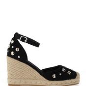 Xti Womens Faux Suede Wedged Espadrilles, Black image