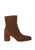 Xti Womens Soft Slip-on Block Heeled Sock Boot, Tan image