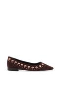 Xti Womens Faux Suede Stud Ballet Flats, Brown image