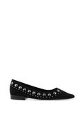 Xti Womens Faux Suede Stud Ballet Flats, Black image