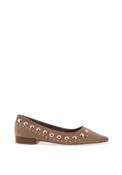 Xti Womens Faux Suede Stud Ballet Flats, Taupe image