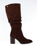 Xti Womens Gathered Knee High Heeled Boots, Brown image
