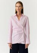 YAS Alisa Pinstripe Pleated Shirt, Pink Multi image