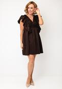 YAS Magly Ruffle Detail Mini Dress, Brown image