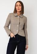 YAS Niva Plaid Pattern Wool Jacket, Beige image