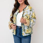 YAS Floral Reversible Button Up Jacket, Blue