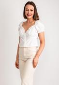 Y.A.S Evelynn Sweetheart Crop Blouse, Star White image