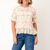 YAS Mimmi Frill Detail Top, Pink Multi image