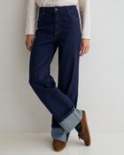 Yerse Turn Hem Wide Leg Jeans, Blue image
