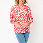 YEW Animal Print with Pocket Detail Top, Pink Multi